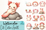 Cute Cartoon Axolotl Clipart, an Illustration by CrexoraLab (Thumbnail 1 of 5)