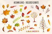 Autumn Leaves 37 Watercolor Elements, a Seasonal Illustration by Violet LeBeaux (Thumbnail 2 of 3)