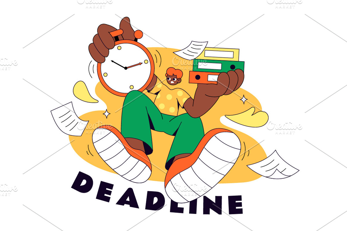 4 Deadline Vector Illustration, a Person Illustration by denayunebgt (Photo 3 of 4)