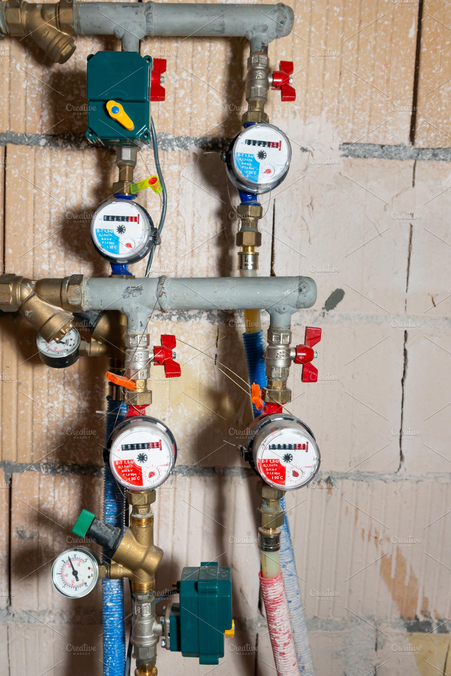 Water meters for cold and hot water, a Technology Photo by Vapi