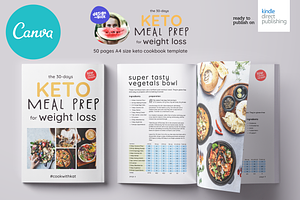 Keto Recipes Cookbook CanvaTemplate, a Magazine Template by DeLaGranSiete