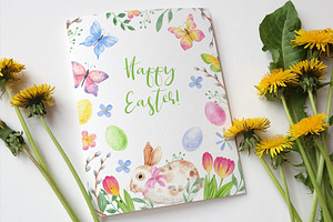 Happy Easter. Watercolor PNG Clipart