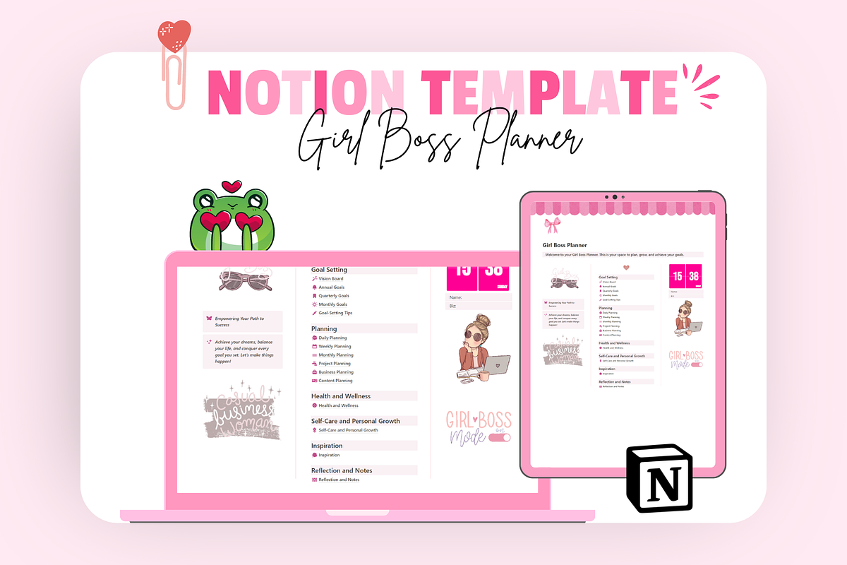 Girl Boss Planner Notion Template, a Templates & Theme by bellaROSEworkshop (Photo 6 of 10)