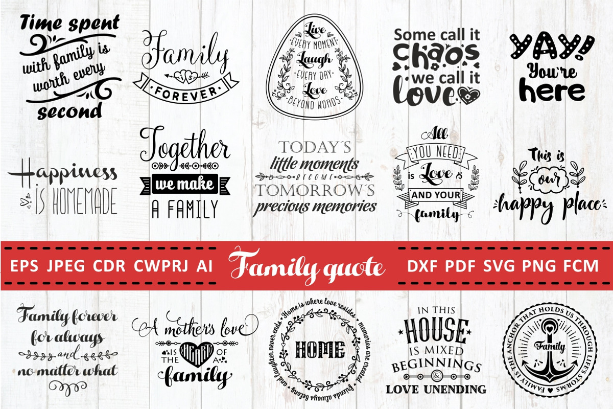 Love Family Quotes. SVG bundle, an Illustration by Zoya Miller (Photo 1 of 14)