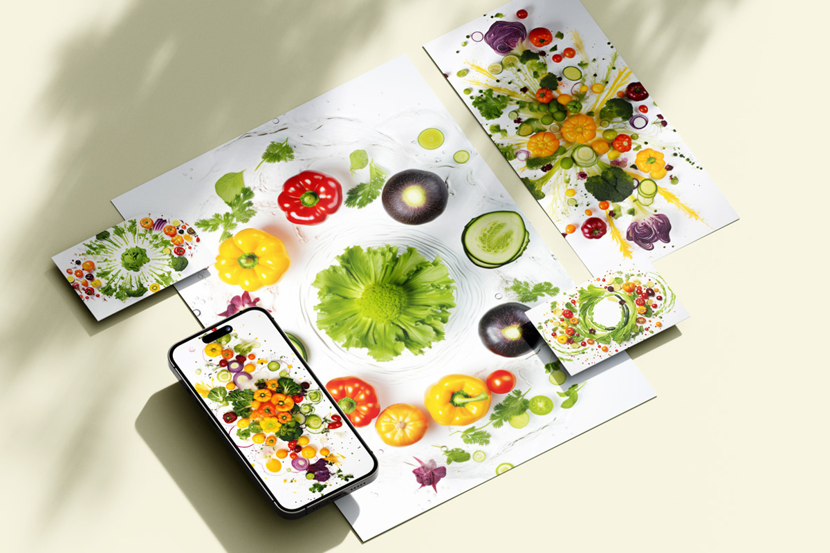 Vegetables art kaleidoscope, a Background Graphic by Handmadefont (Photo 7 of 9)