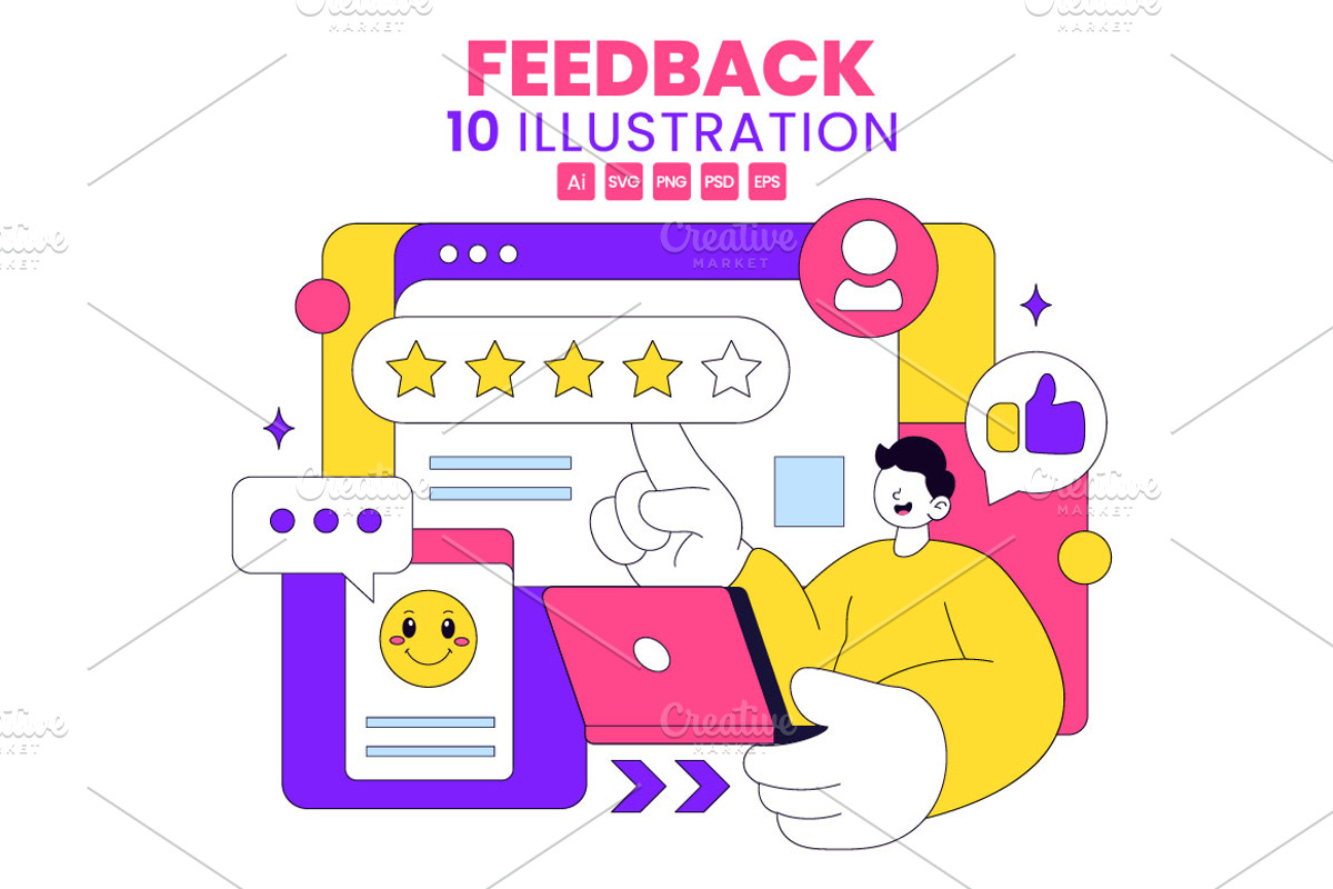 10 Customer Feedback Illustration, an Object Illustration by denayunebgt (Photo 1 of 4)