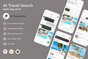 AI Travel Search Mobile App UI Kit