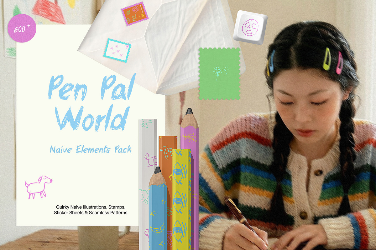 Pen Pal World: Naive Elements Pack, an Object Graphic by divanovskaya_nv (Photo 1 of 20)