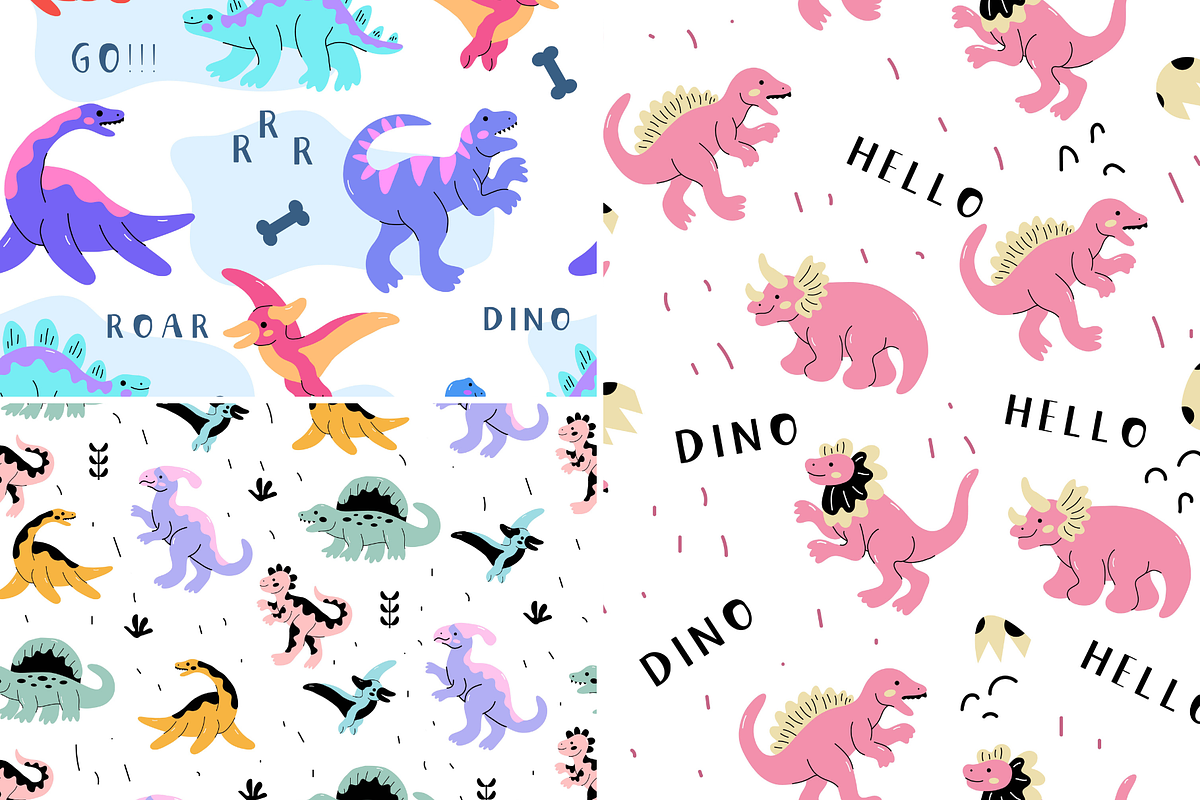 Dino Land Kids Seamless Pattern, a Pattern Graphic by ItsReksita Pattern (Photo 3 of 9)