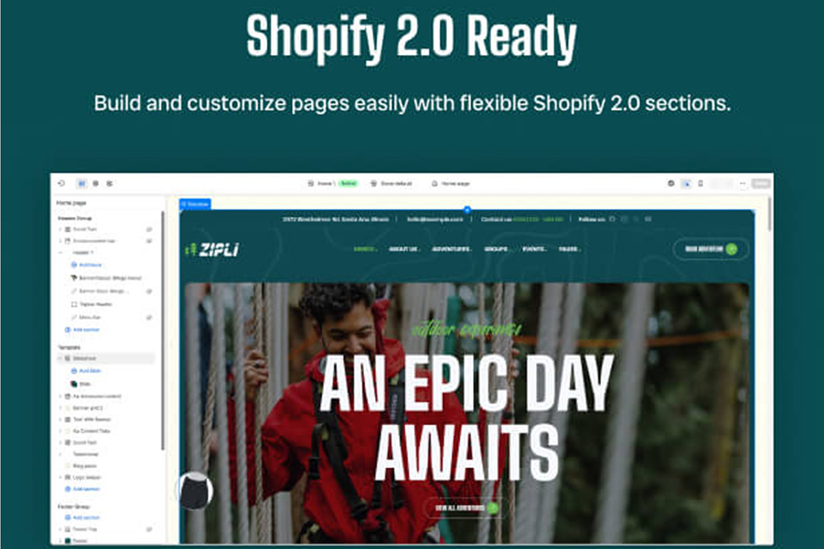 Zipli–Outdoor Activities Shopify, a Shopify Template by apollotheme (Photo 2 of 2)