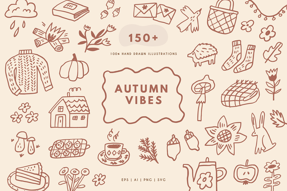 Autumn vibes | Hand drawn clipart, a Seasonal Illustration by Favete Art (Photo 1 of 10)
