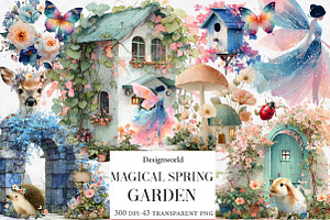 Magical Spring Garden Clipart, an Illustration by Designworld