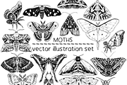 Moths - vector illustration set, an Animal Illustration by Renée from Studio neetje (Thumbnail 1 of 5)