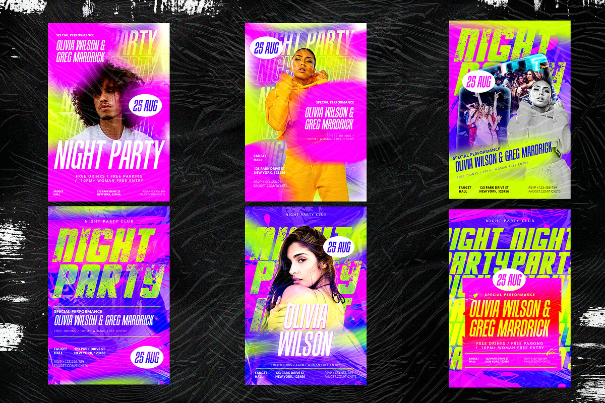 6 Flyers Night Party Template - PSD, a Flyer Template by Azruca (Photo 3 of 3)