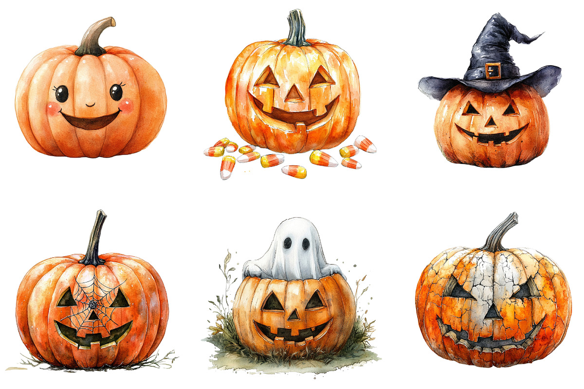 Halloween Pumpkin Clipart, an Illustration by DreamArtGraphic (Photo 3 of 5)