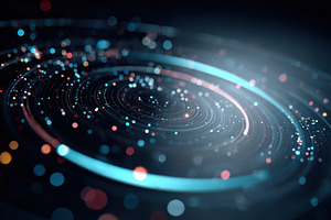 Glowing concentric vortex of light, an Abstract Photo by AlyaAnd