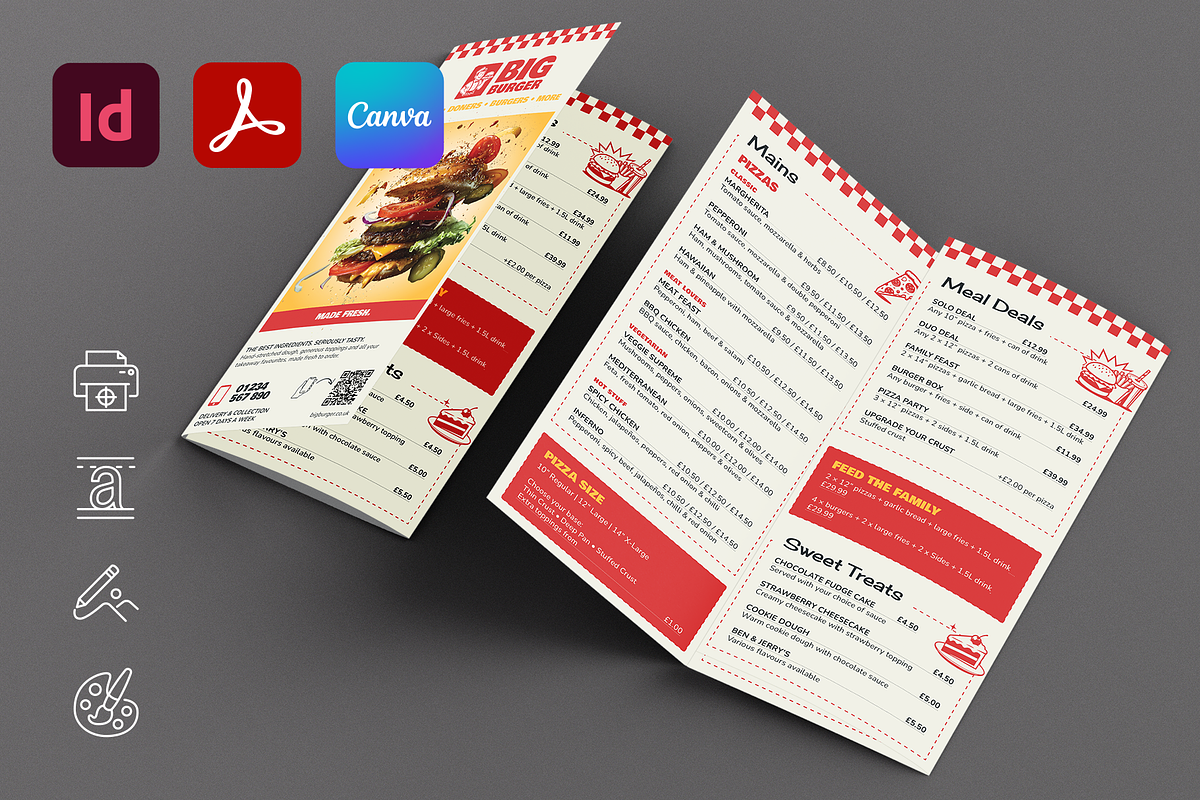 Editable Burger Menu Template, a Flyer Template by Kida (Photo 2 of 3)