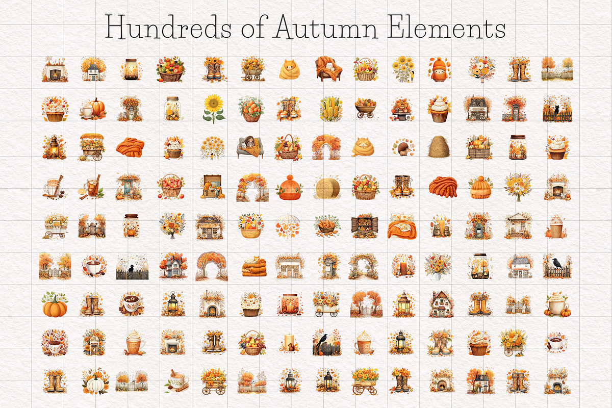 Whimsy Boho Fall Clipart, a Decorative Illustration by PaintPixelCo (Photo 3 of 10)