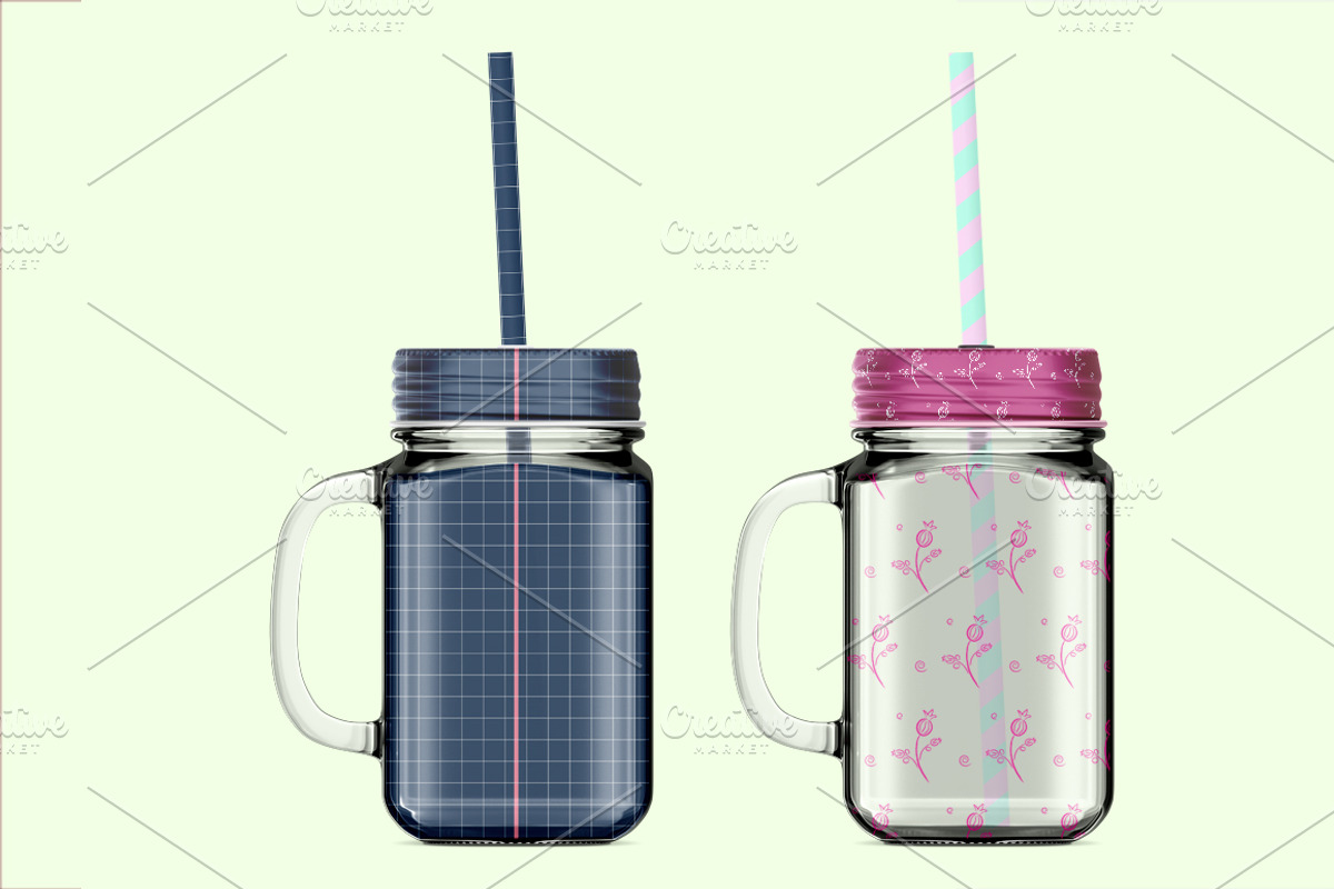 Mason jug mockup. PSD mockup., a Mockup by NatalyaZelenova (Photo 2 of 3)