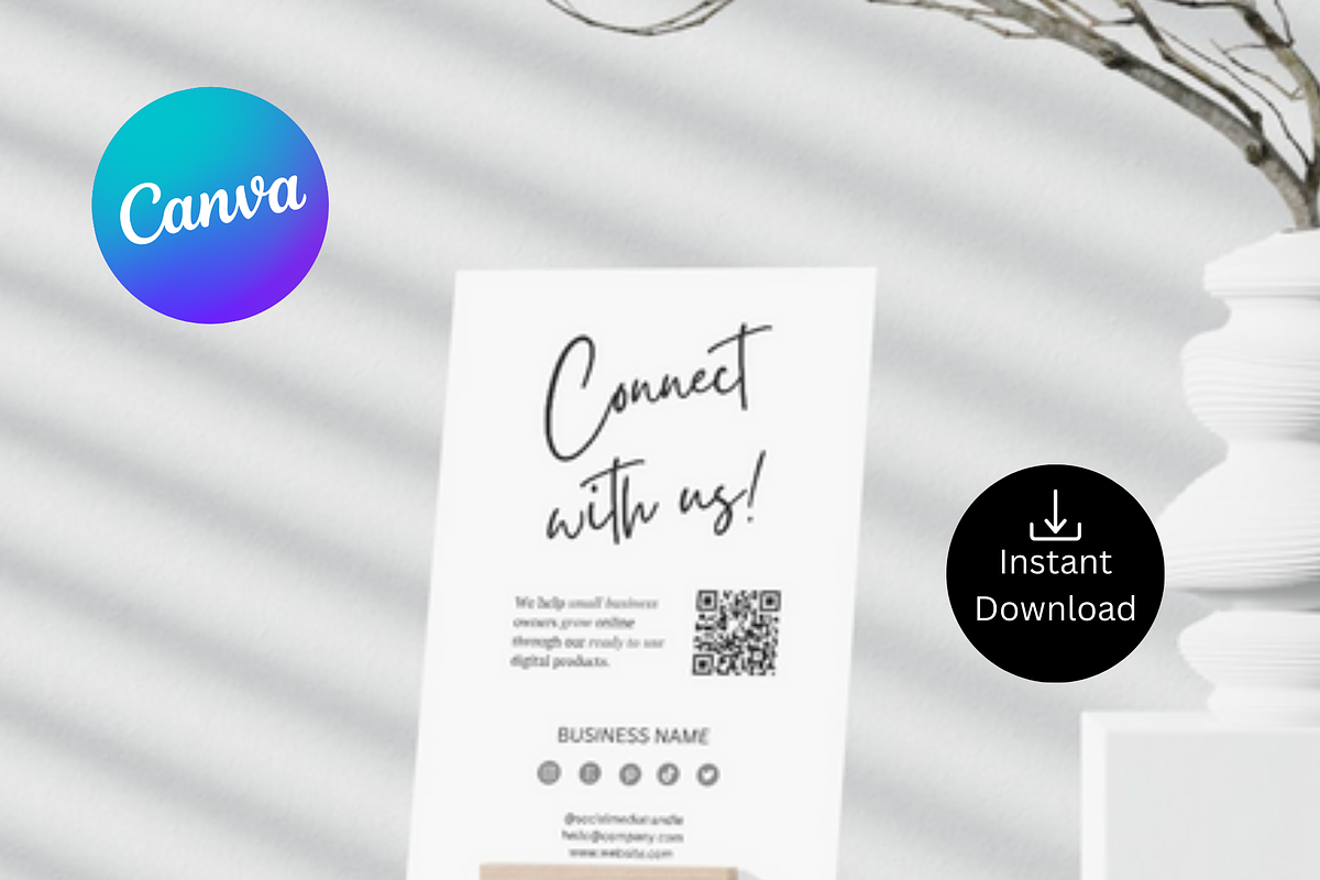 Social Media QR Code Sign Template, a Card Template by Climbwithelevator (Photo 3 of 11)