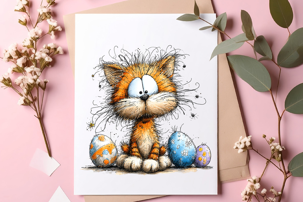 Whimsical easter cats clipart, an Illustration by SinaCreation (Photo 8 of 11)