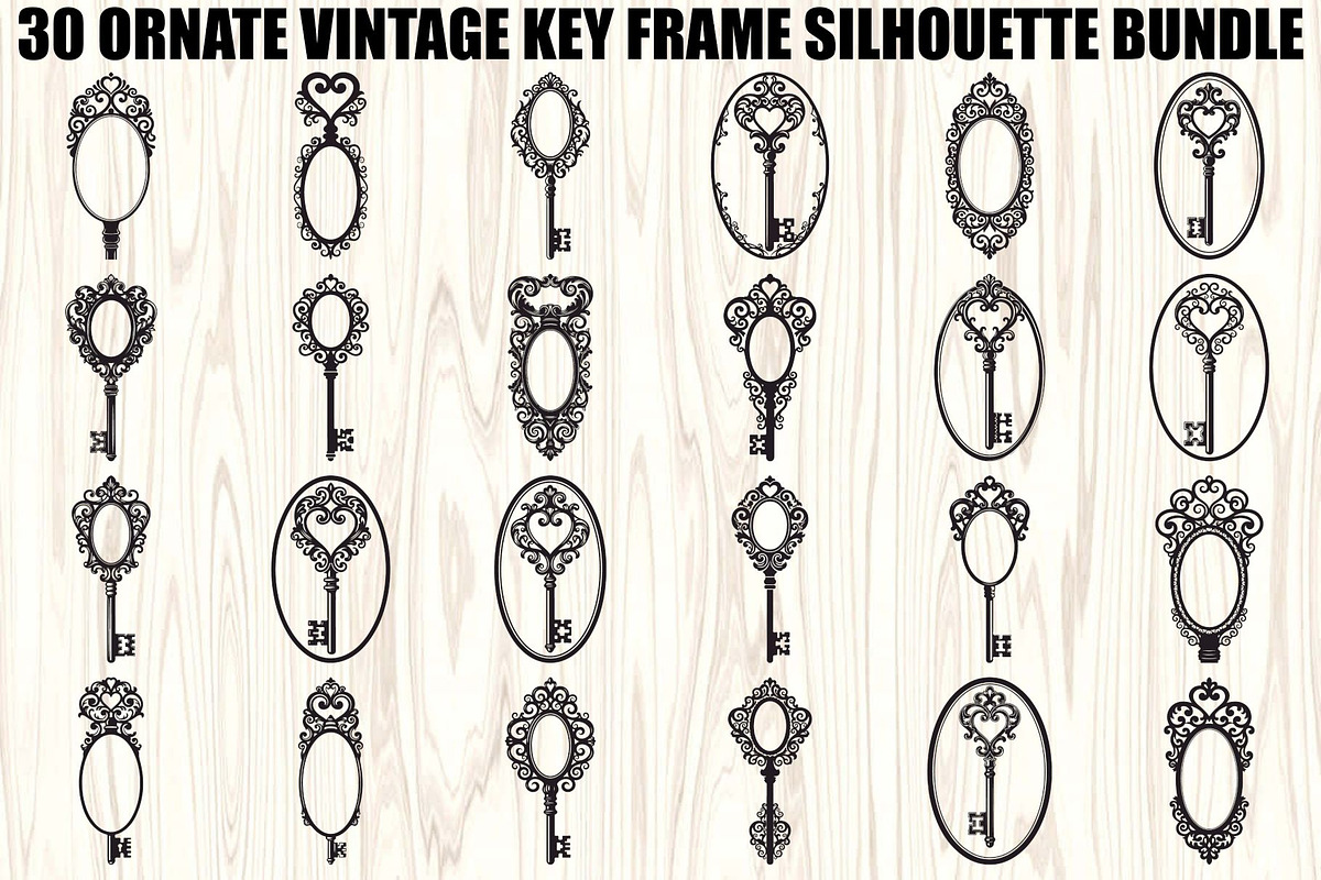 Vintage Key Frame SVG Bundle, an Illustration by Gaye Art (Photo 1 of 31)