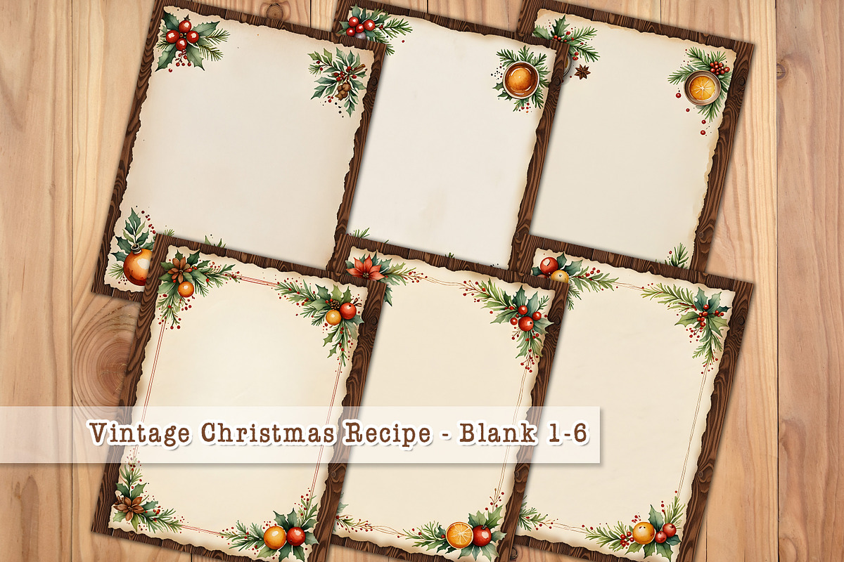 Vintage Christmas Recipe Pages Set, a Stationery Template by V Design Creator (Photo 8 of 9)