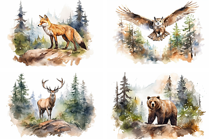 Rustic Watercolor Forest Collection