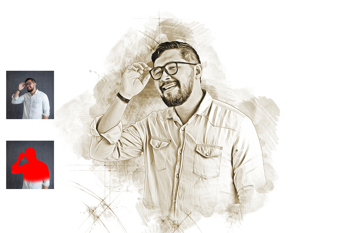 Oil Canvas Sketch Photoshop Action, an Action Add-On by Studio Retouch (Photo 3 of 11)