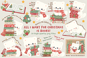 Bookish Christmas White Cat Clipart, an Animal Illustration by Blumensdiary (Thumbnail 1 of 6)