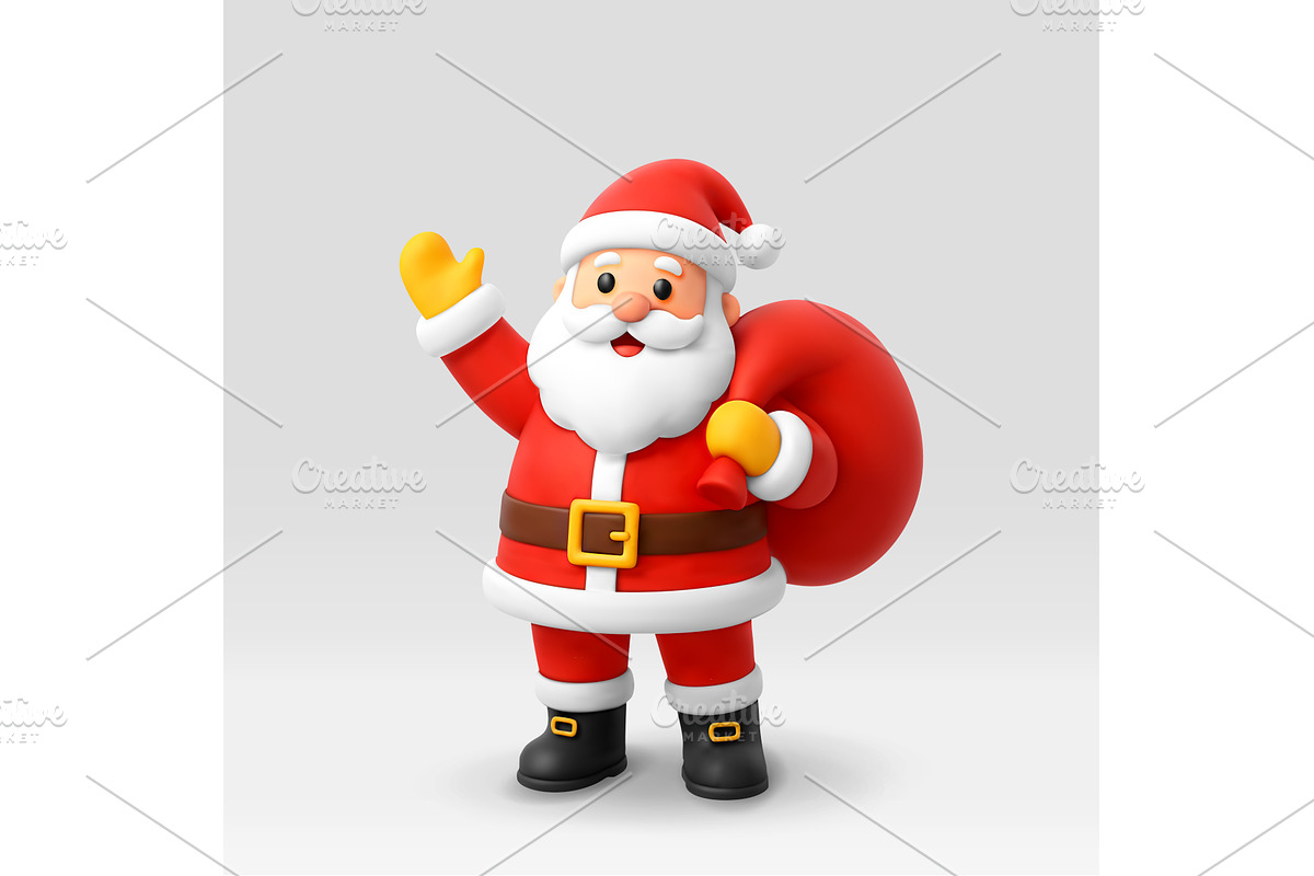 Santa Claus waving hello and, an Object Illustration by Abscent