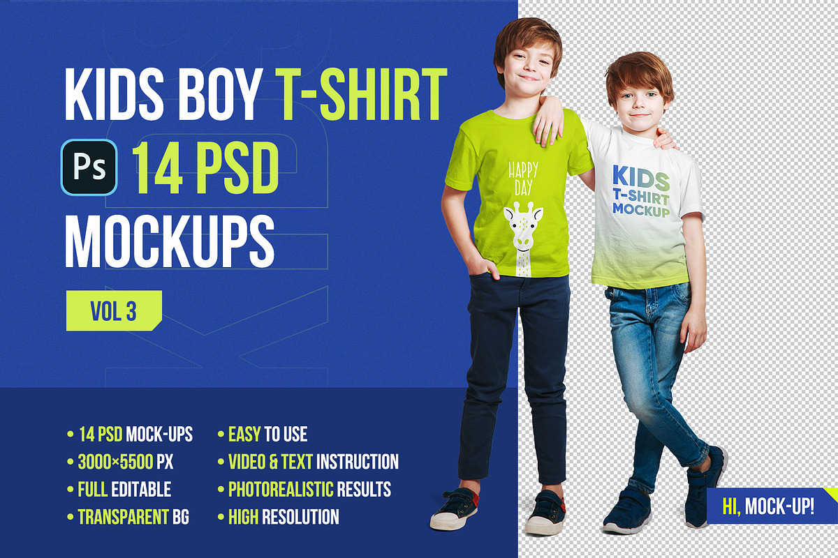 Kids Boy T-Shirt PSD Mockups Vol3, a Shirt Mockup by Hi, Mock-Up! (Photo 1 of 12)