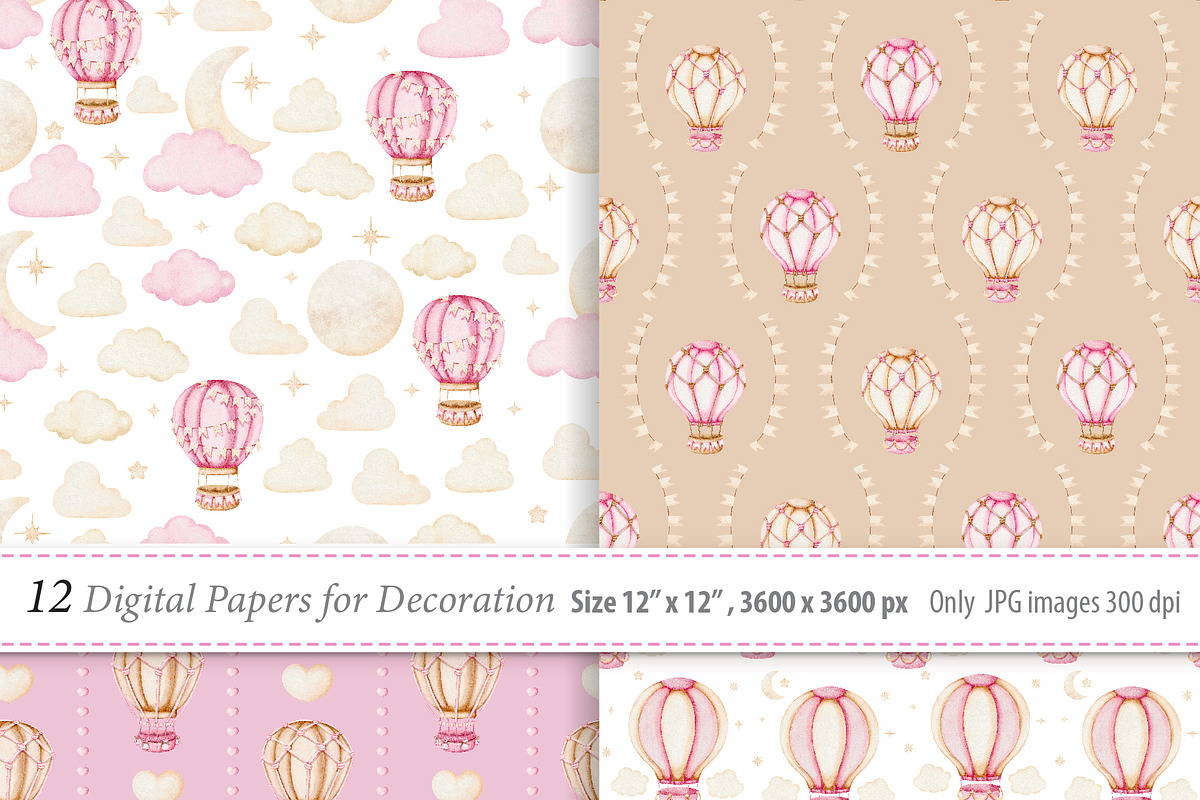 Hot Air Balloon Clipart, a Transportation Illustration by TitaLivingArt (Photo 8 of 11)