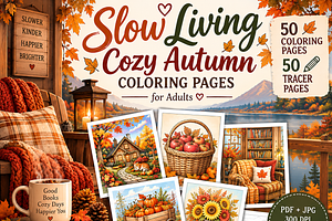 Cozy Autumn Adult Coloring Pages, a Seasonal Illustration by Daffodil Dream Studio