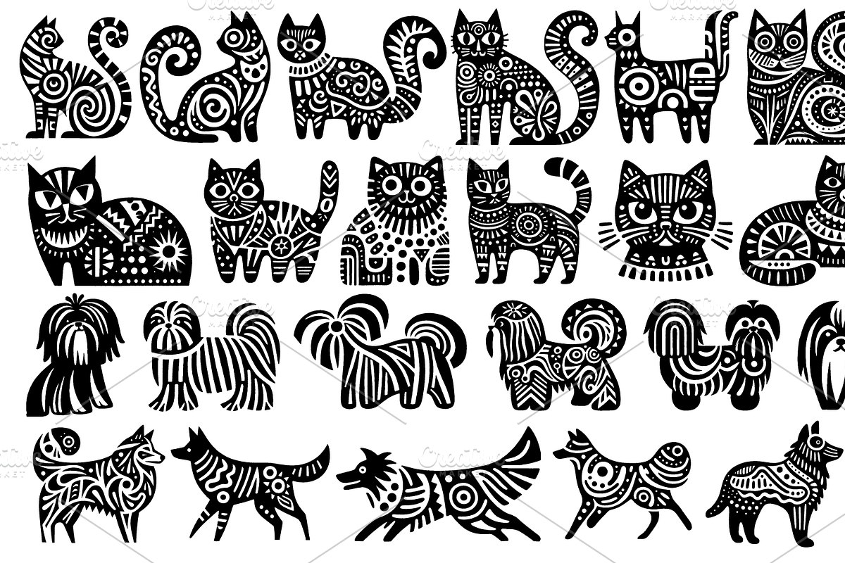 Vintage Animals and Fish Folk Art, an Illustration by devastd (Photo 6 of 30)