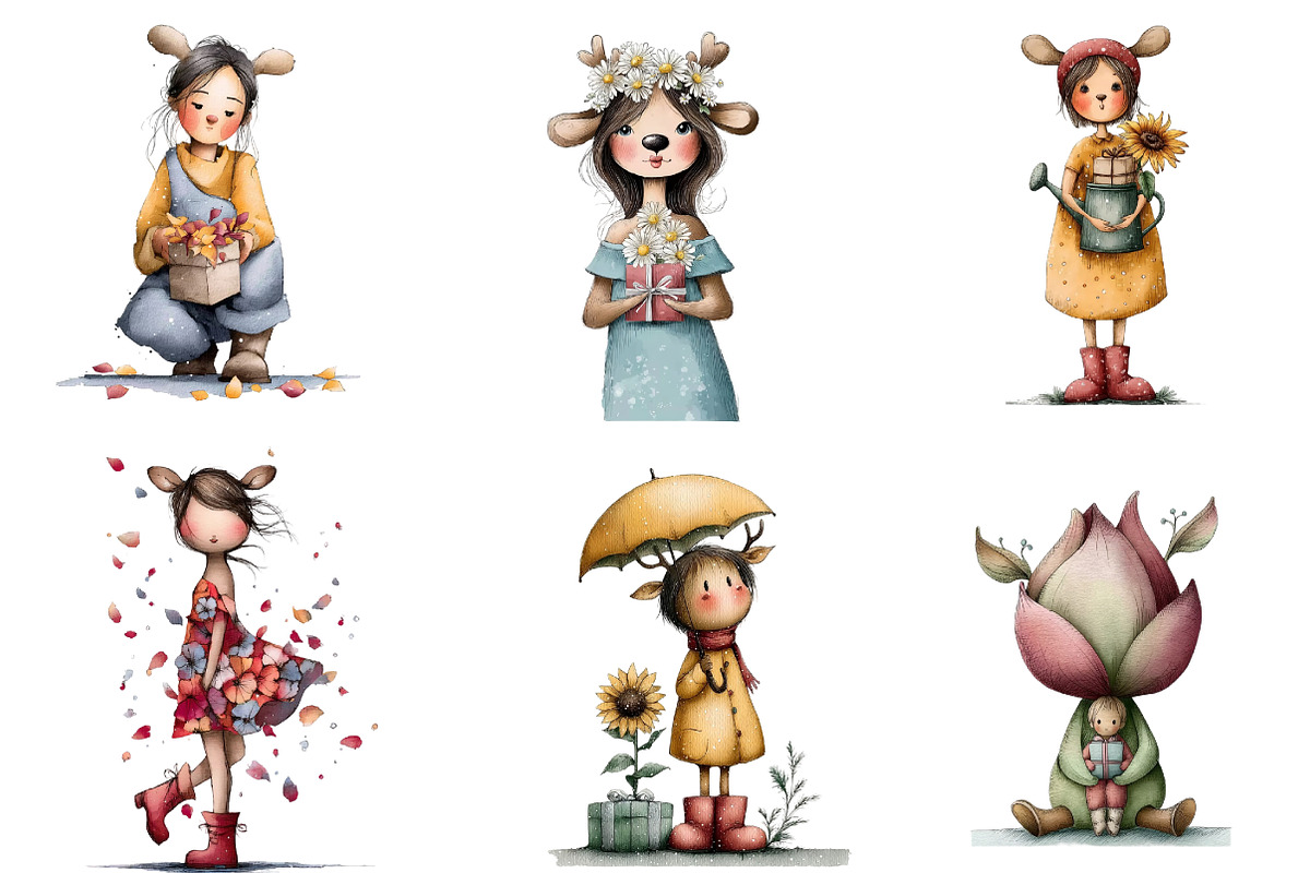 Whimsical Winter Kids Clipart, an Illustration by DreamArtGraphic (Photo 2 of 5)