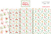 Christmas Mahjong watercolor clipart, a Seasonal Illustration by TheHappyGiftArt (Thumbnail 6 of 8)