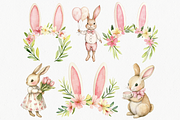 Cute Pink Bunny Clipart, an Animal Illustration by ClipArtCharm (Thumbnail 5 of 7)