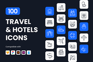 Travel and Hotels Icons, a Duotone Icon by Brickclay