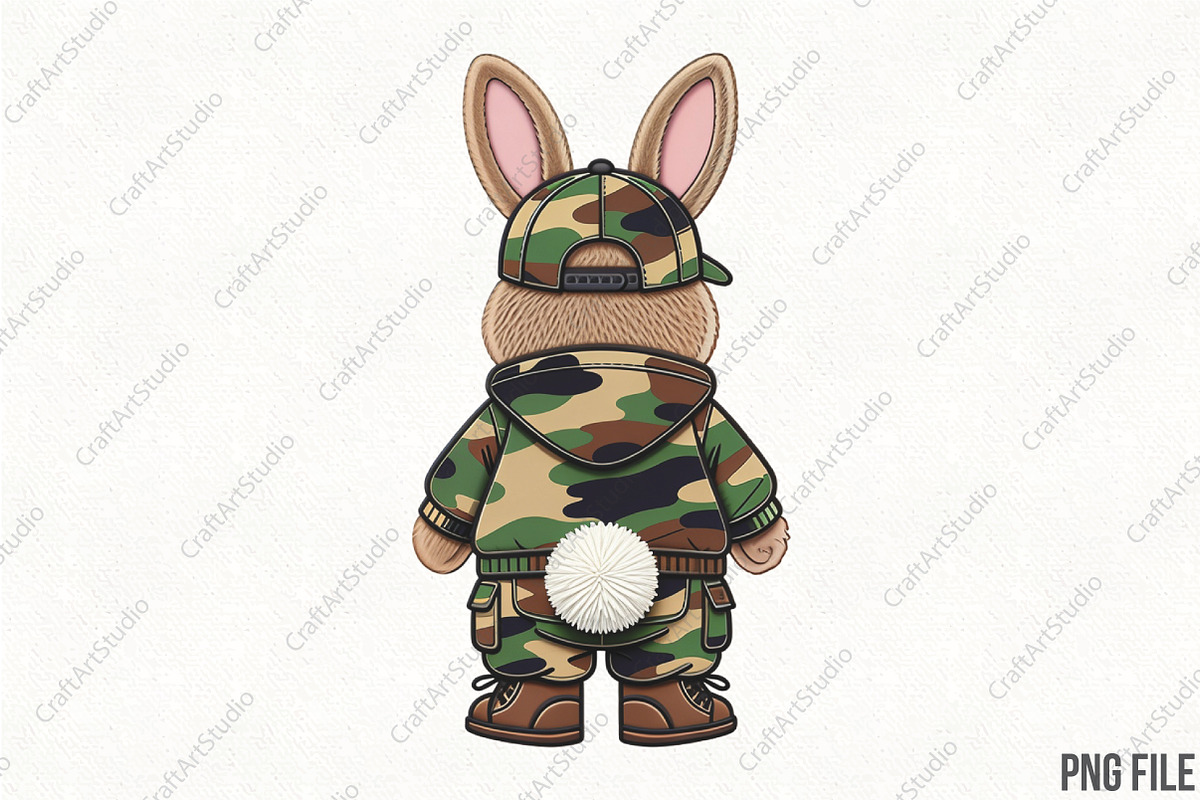 Faux Embroidered Camo Bunny PNG, an Illustration by CraftArtStudio (Photo 1 of 4)
