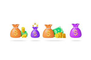 3d vector illustration of money bag, a Finance Illustration by Abscent