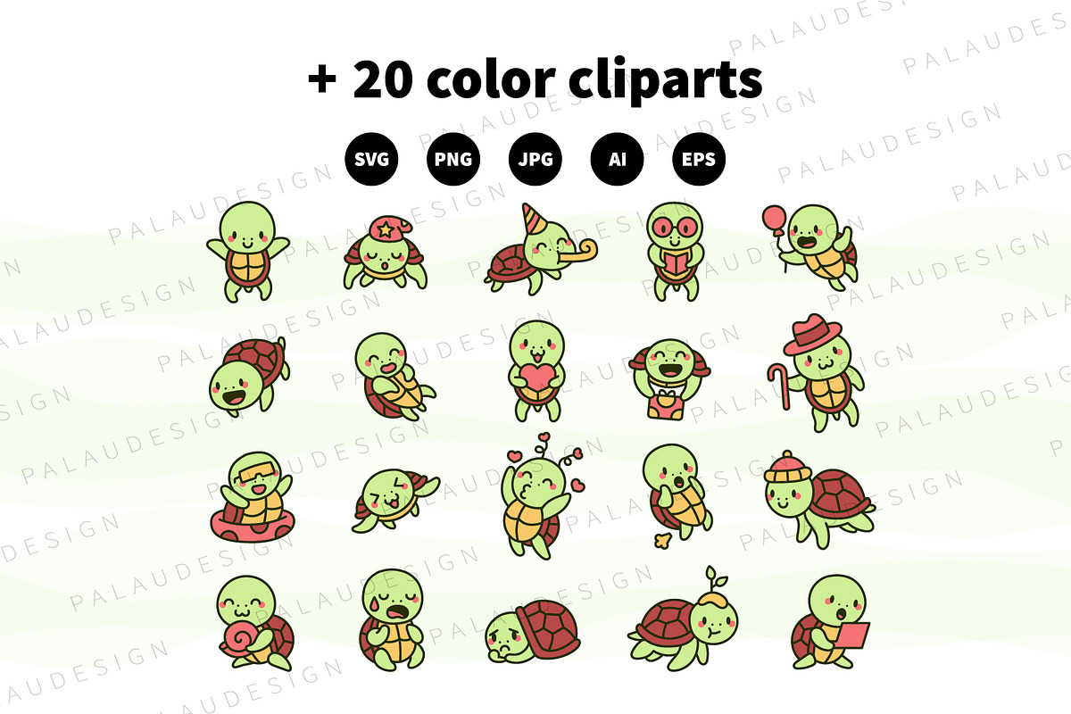 Sea Turtle Clipart Set, an Animal Illustration by Palau (Photo 8 of 10)