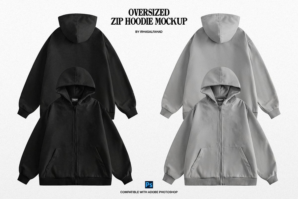 Zip Hoodie Mockup, a Hoody Mockup by Irhasalfahad (Photo 1 of 4)