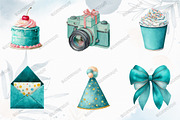 Teal Birthday Sublimation Clipart, a Graphic by designcity5 (Thumbnail 2 of 5)