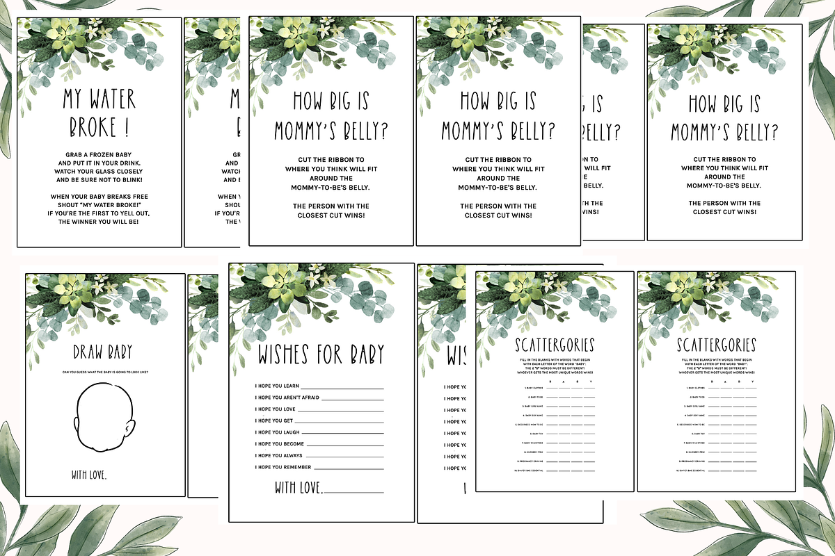 Green leaves baby shower Games, a Presentation Template by CELEBRATE LIFE (Photo 5 of 7)