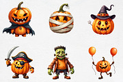 Halloween Pumpkin Character Clipart, an Illustration by CrexoraLab (Thumbnail 2 of 5)
