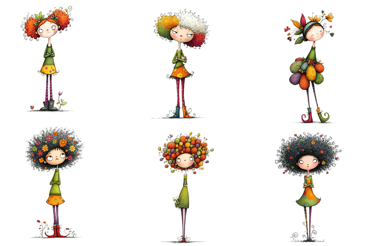 Quirky Holly Girl Clipart, an Illustration by CreationArt (Photo 6 of 6)