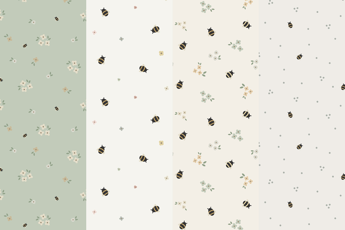 Bea & Bee 16 Seamless Patterns, a Pattern Graphic by Emilie Cliche (Photo 8 of 9)