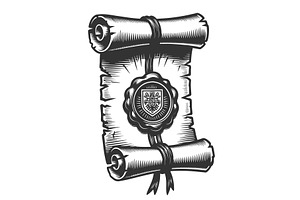 Royal Wax Seal on Scroll engraving, an Illustration by AlexArt
