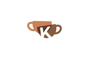 K Letter Coffee Cup Overlapping